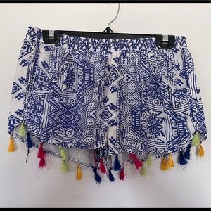 Surf Gypsy Size Large Flowy Beach Shorts with Tassels